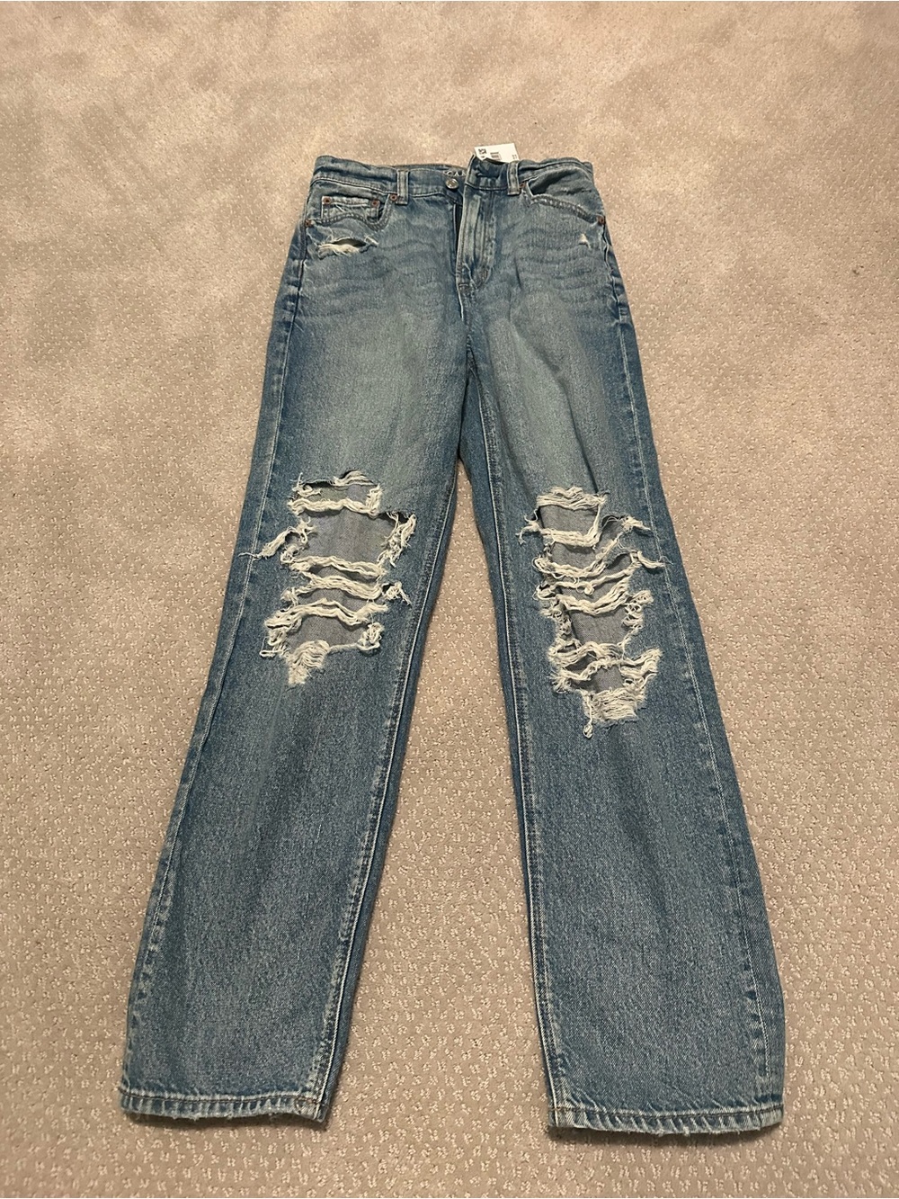 American Eagle Outfitters Distressed Straight Leg Jeans - Blue